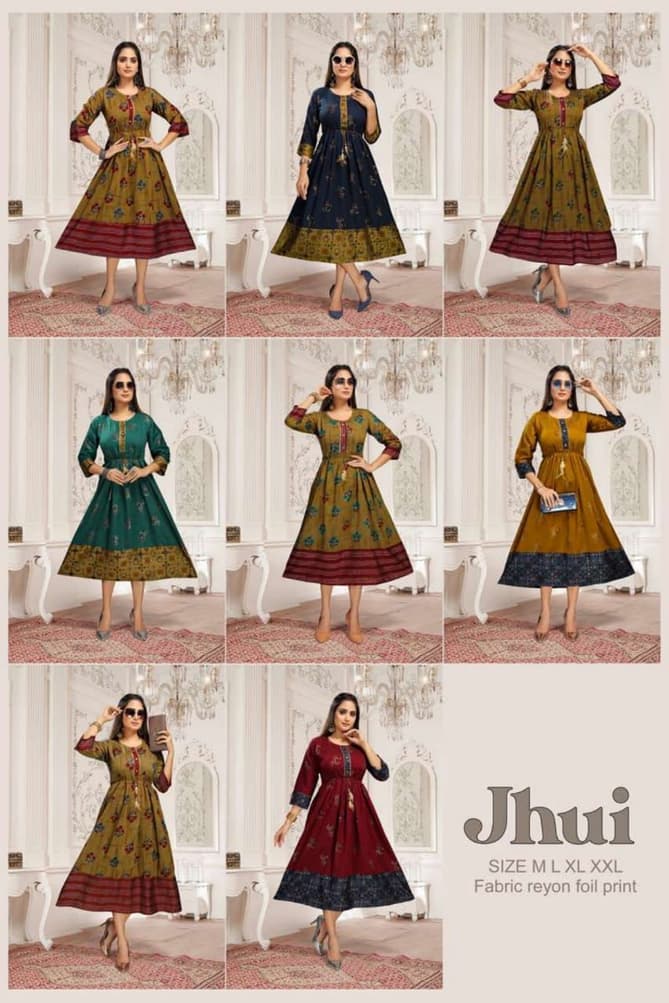 Jhui 7346 LAtest Designer Ethnic Wear Rayon Designer Kurti Collection